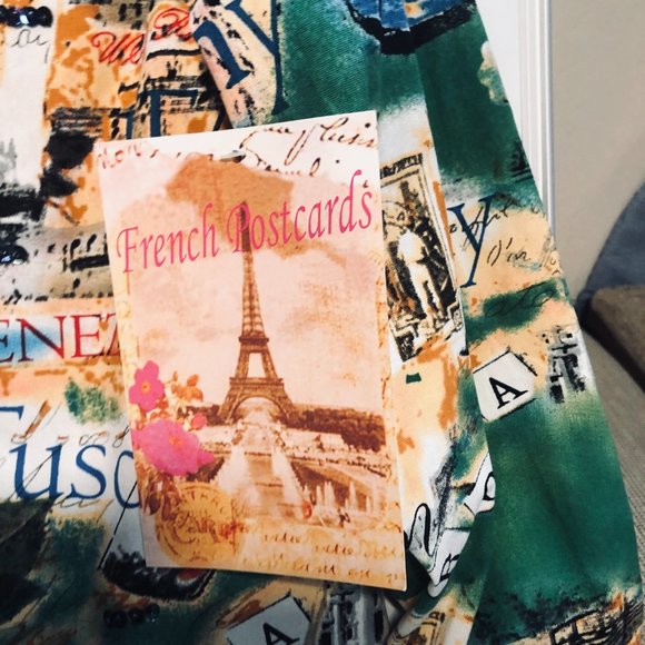 Women Vintage French Postcard print Jacket NWT Size M-L - Picture 6 of 11